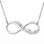 Sterling Silver Double Thickness Hebrew / English Infinity and Feather Name Necklace - Choice of Color - 3