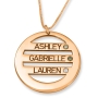 Hebrew Name Necklace 925 Rose Gold Three English/Hebrew Names Circular Necklace with Birthstones  - 1
