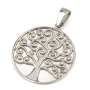 Sterling Silver Circular Tree of Life Pendant with Zircon Stones (Choice of Colors) - 1