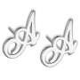 925 Sterling Silver Allegro Script Initial Earrings - 1
