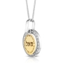 925 Sterling Silver and 9K Gold Circular Blessings & Good Fortune Pendant with Zircon Stones - 2