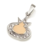 925 Sterling Silver and 9K Gold Pomegranate Pendant with White Zircon Stones - 1
