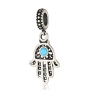 925 Sterling Silver Arabesque Hamsa Pendant Charm with Opal Stone – Rhodium Plated - 1