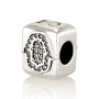 925 Sterling Silver Circular Hamsa Cube Bead Charm with Zircon Stones – Rhodium Plated  - 1