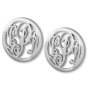 925 Sterling Silver Circular Monogram KK Initial Earrings - 1