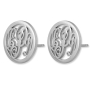 925 Sterling Silver Circular Monogram KK Initial Earrings - 2