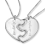 925 Sterling Silver Couple's Split Love Heart Names Necklace - 2