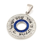 925 Sterling Silver Circular Hebrew-English Shema Yisrael Pendant with Crystal Stones – Rhodium Plated - 4