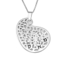 925 Sterling Silver Customizable Paisley Leaf Necklace with Hebrew/English Initials - 2