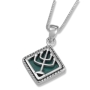 925 Sterling Silver Diamond-Shaped Menorah Necklace with Eilat Stone - 1