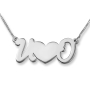 925 Sterling Silver English Initials Love Heart Necklace - 1