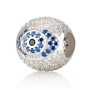 925 Sterling Silver Evil Eye Bead Charm with Zircon Stones – Rhodium Plated - 1