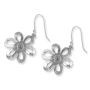 925 Sterling Silver Floral Earrings with Garnet Stone - 1