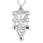 Sterling Silver Kabbalah Tree of Life Necklace with Three Initials - 2