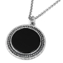 925 Sterling Silver Men's Necklace With Black Onyx Stone and Psalms Verse - 1