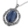 925 Sterling Silver Peace Hamsa Necklace with Kyanite Stone - 1