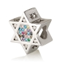 Sterling Silver Star of David Bead Charm with Zircon Stones - 1