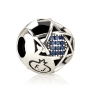 925 Sterling Silver Star of David & Hoshen (Twelve Tribes) Bead Charm with Blue Zircon Stones – Rhodium Plated - 1