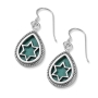 925 Sterling Silver Teardrop Star of David Earrings with Eilat Stone - 1