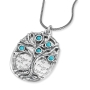 925 Sterling Silver Tree of Life Necklace with Turquoise Stones & Inspirational Blessing  - 1