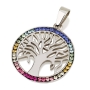 925 Sterling Silver Tree of Life Pendant with Crystal Stones - 1