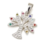 925 Sterling Silver Tree of Life Pendant with Crystal Stones (Choice of Colors) - 3