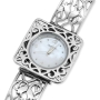 925 Sterling Silver Woman's Bellflower Pattern Watch - 1