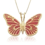 Adina Plastelina 24K Gold Plated Large Butterfly Necklace - Coral - 2