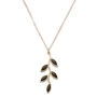 Adina Plastelina Gold Plated Olive Branch Necklace - Black - 1