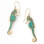 Adina Plastelina Gold Plated Seahorse Earrings - Turquoise - 1