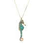 Adina Plastelina Gold Plated Seahorse Necklace - Turquoise (Small) - 1