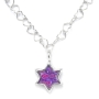 Adina Plastelina Little Silver Star of David Necklace - Purple - 1