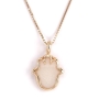 Adina Plastelina Small Gold Plated Hamsa Necklace - Mother of Pearl - 1