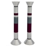 Anodized Aluminum Candlesticks (Classical) - Purple and Gray. Caesarea Arts - 1