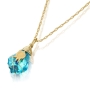 Crystal and Gold Filled Postmodern Pomegranate Necklace (Blue) - 1