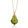 Crystal and Gold Filled Postmodern Star of David Necklace (Green) - 2