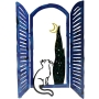  David Gerstein Signed Sculpture - Window with Cat and Moon - 1