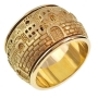 Deluxe 14K Gold Spinning Multi-Dimensional Jerusalem Motif Ring - 1