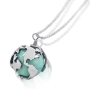 Deluxe Blue Quartz with Sterling Silver Globe Necklace  - 1