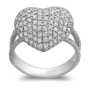 Deluxe White Gold Heart Ring with Diamonds - 1