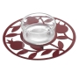 Dorit Judaica Stainless Steel  & Glass Pomegranates Honey Dish (Bordeaux) - 1