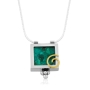 Eilat Stone, Silver and Gold Filled Square Necklace - 2
