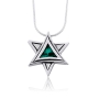 Modern Sterling Silver and Eilat Stone Star of David Necklace - 3