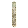  Enameled and Jeweled Flowers and Menorah Mezuzah Case (green) - 1