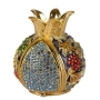   Enameled and Jeweled Hinged Pomegranate Havdallah Spice Box - 7 Species (Blue) - 1