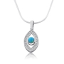 Silver Evil Eye Necklace with Turquoise and Zirconia Accents - 2