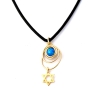 Gold Filled and Blue Opal Little Star of David Necklace with Leather Cord - 1