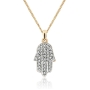 Hamsa: 14K Yellow Gold Necklace with Diamonds - 1