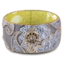 Hamsa: Iris Design Hand Painted Bangle with Czech Stones (Gray Design) - 1
