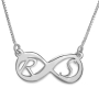 Sterling Silver Infinity Necklace with Initials (Hebrew / English) - 2